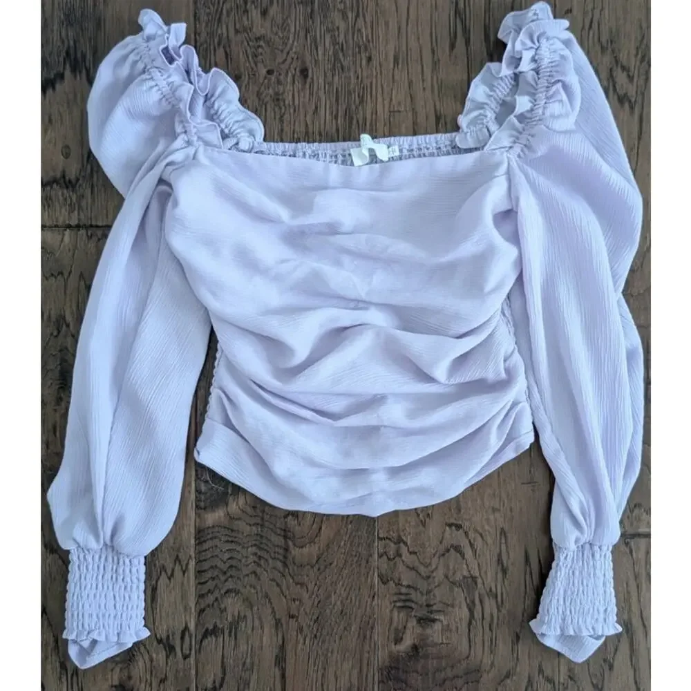 ASTR The Label Lilac Puff Sleeve Square Neck Top
